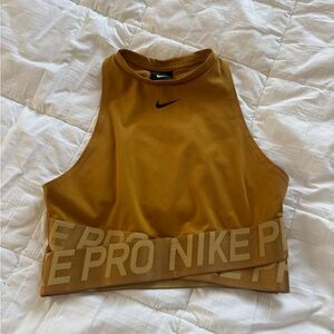 Nike Pro Women's Gold Intertwist Cross Over Crop Tank Top